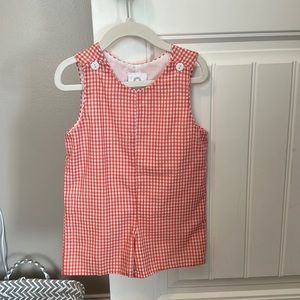 18m orange gingham Proper Peony shortall EUC